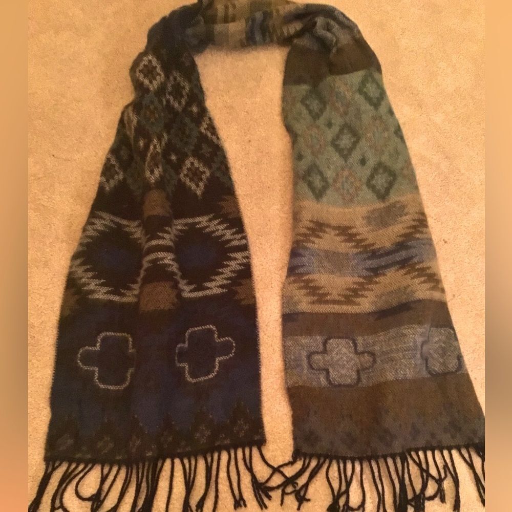 D&Y Boho Western Aztec Blue Soft Scarf